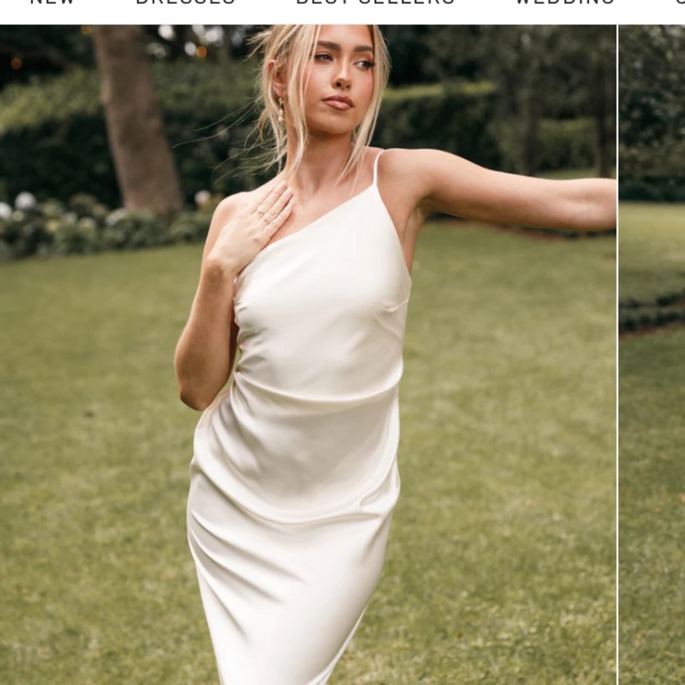 Petal & pup Luella satin white midi dress